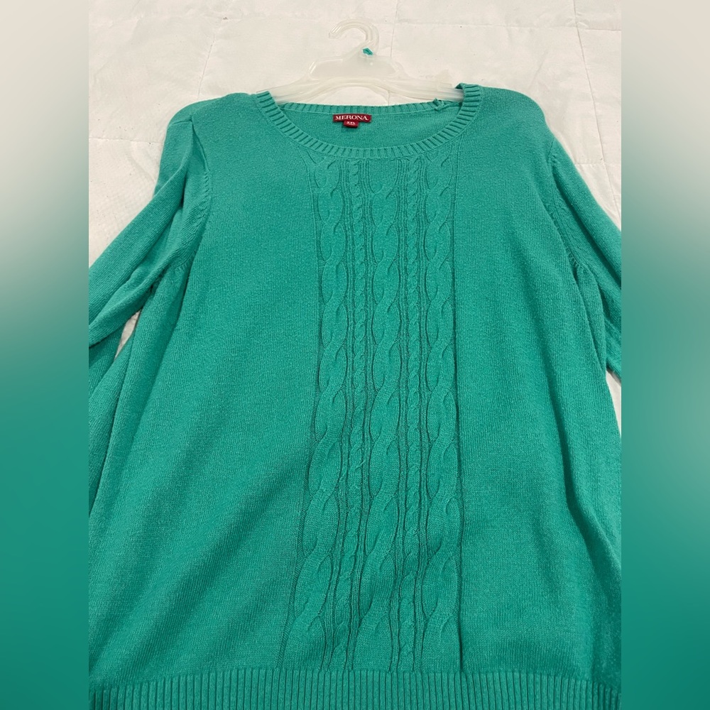 green sweater